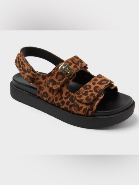 art class Other - Leopard Platform Sandals Girls Youth 4 Chunky Velcro Buckle Trendy Y2K